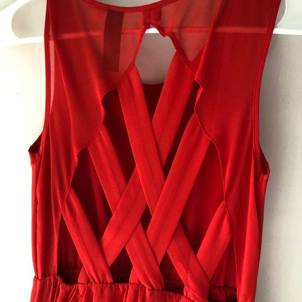 High-low dress with criss cross back detail